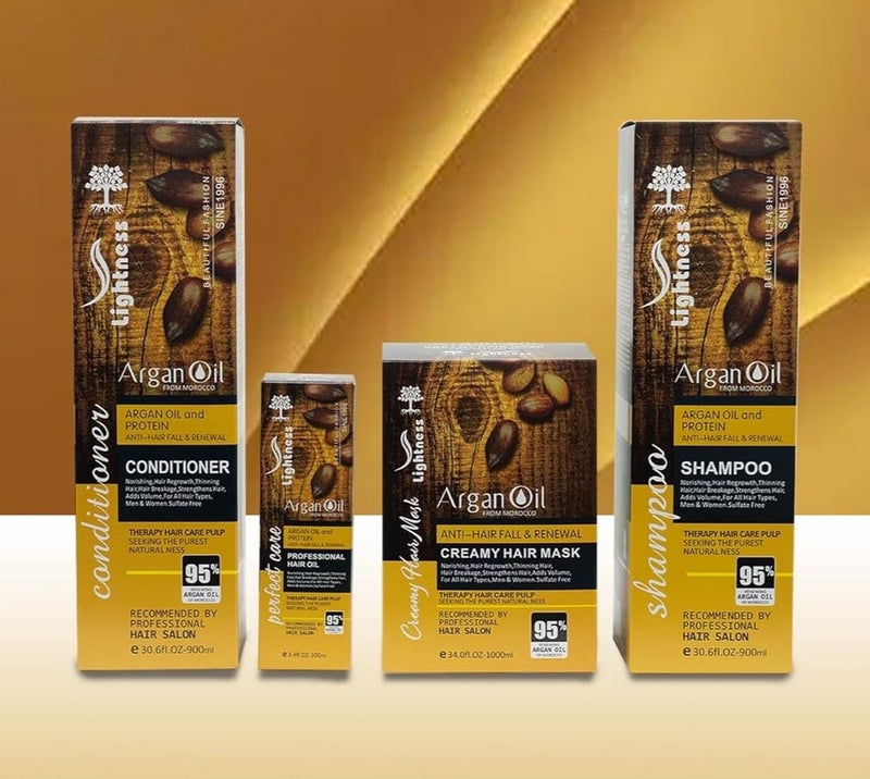 Moroccan Argan Oil (4 in 1 Set) Sulfate Free, Perfect for Damaged, Dry, Curly, Frizzy Hair - Thickening Formula for Fine/Thin Hair, Safe for Color and Keratin Treated Hair. - Image 2